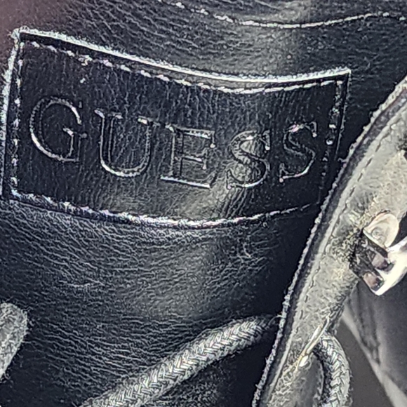 Guess LA Ginette Black Lace-Up High Heel Ankle Boots with Side Zip - Picture 9 of 11